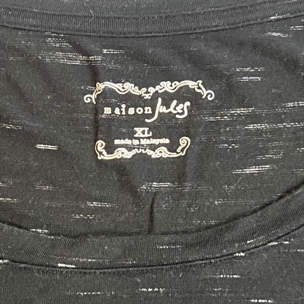Maison Jules Top Womens XL Black Casual Basic Stretchy Preppy Soft Girl T Shirt - Picture 7 of 9